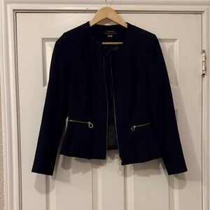 T Tahari Women's Navy Blazer with Gold Accents